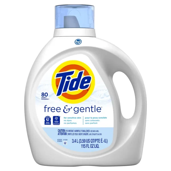Tide Free & Gentle Liquid Laundry Detergent, 80 Loads - 115 fl oz