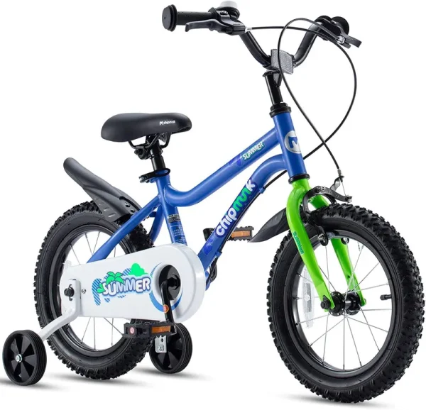 Royalbaby Chipmunk 18 in MK Sports Kids Bike Summer Blue with Training Wheels and Kickstand