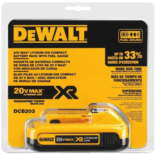 Dewalt DCB203 MAX Compact Lithium Ion Battery Pack - 20 V