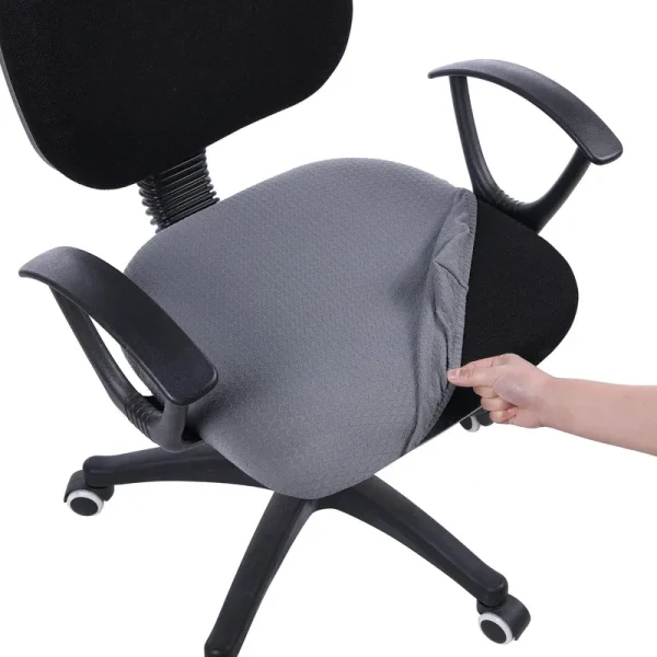 smiry Stretch Jacquard Office Computer Chair Seat Covers, Removable Washable Anti-Dust Desk Chair Seat Cushion Protectors - Grey