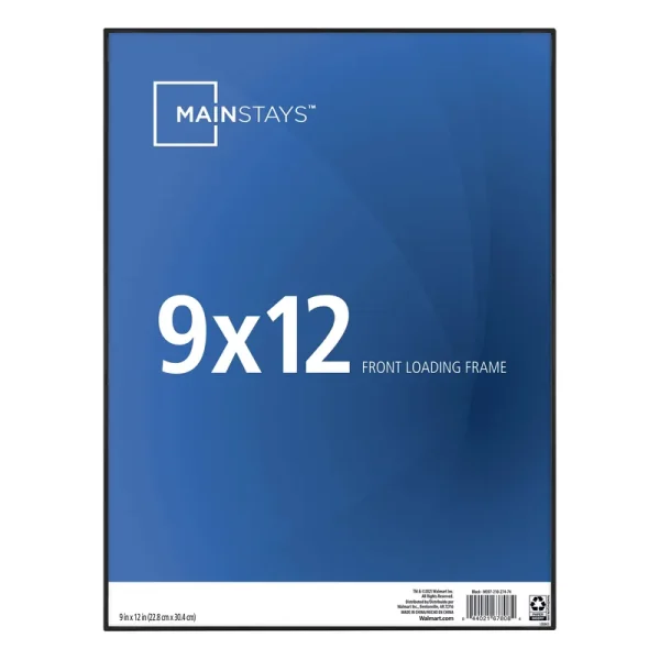 Mainstays 9x12 Front Loading Wall Picture Frame, Black