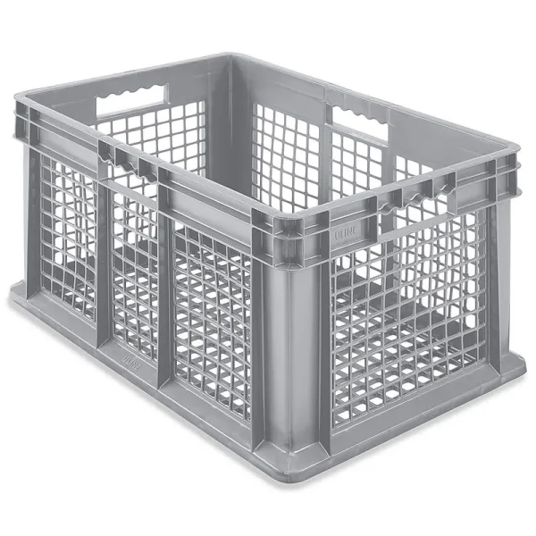 Mesh Straight Wall Container - 24 x 16 x 12 1/2", Gray - Akro-Mils - Qty of 3 - S-20634GR