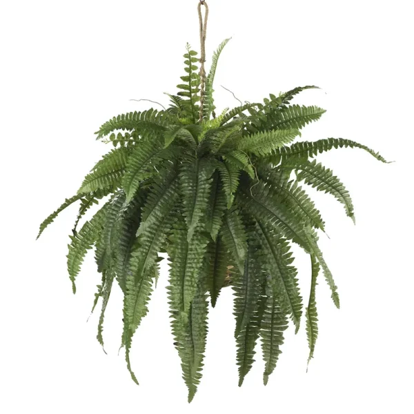 Nearly Natural Boston Fern Hanging Basket, Green