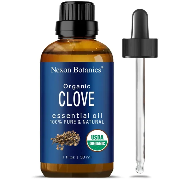 Nexon Botanics Organic Clove Essential Oil 30 ml - Pure, Undiluted Oil for Tooth Ache Ease - Soothes Sore Muscles - Clove Bud Essential Oil for