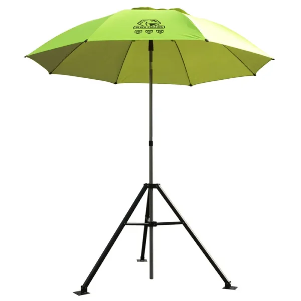 Black Stallion UB250 Core Flame-Resistant Industrial Umbrella, Yellow & Tripod Stand Set