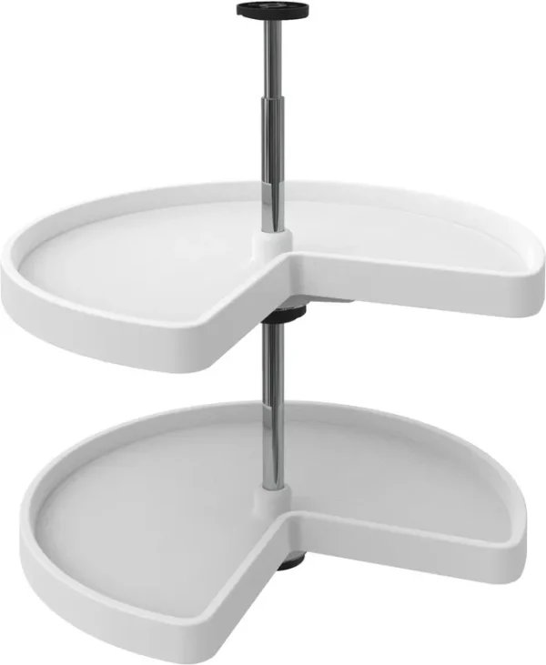 Rev-A-Shelf 3472-24-11-52 24-Inch White Polymer Kidney 2-Shelf Lazy Susan Set