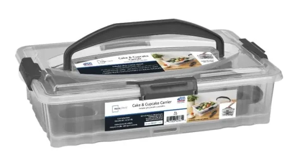 Mainstays Dessert Carrier - Rectangle Gray, Clear