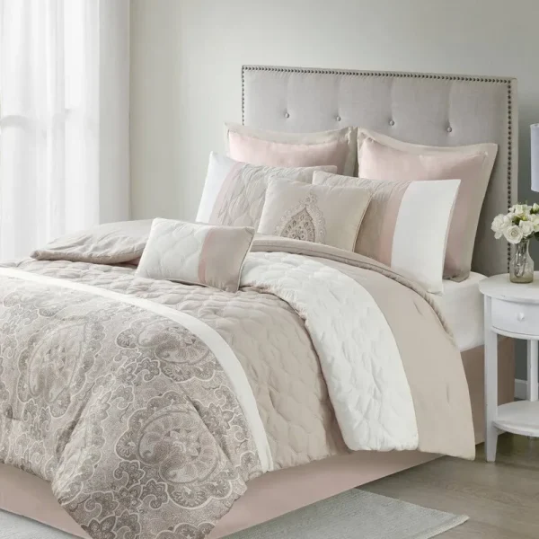 Keller Comforter Set Charlton Home Size: King Comforter + 7 Additional Pieces Color: Blush
