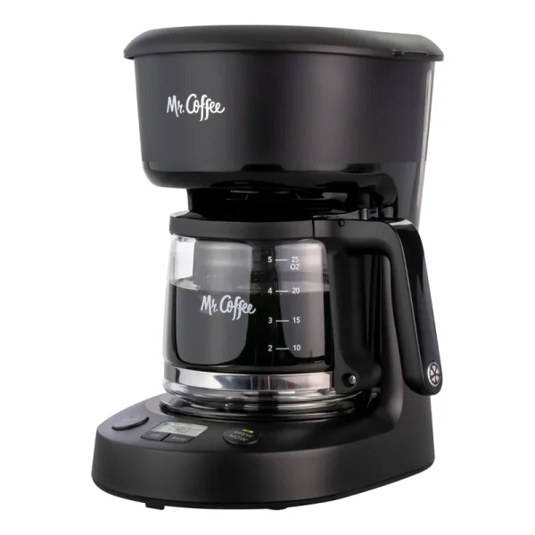 Mr Coffee 5-Cup Programmable Coffee Maker | 25 oz | Mini Brew | Black