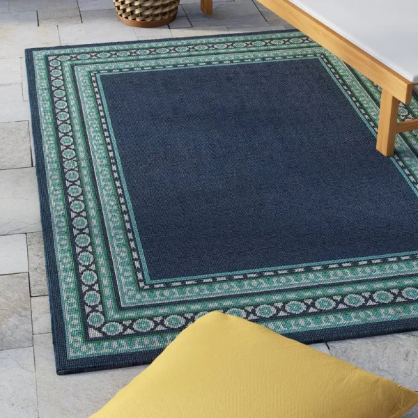 Lark Manor Kailani Navy/Green Indoor/Outdoor Area Rug Rug Size: Rectangle 5'3" x 7'7"