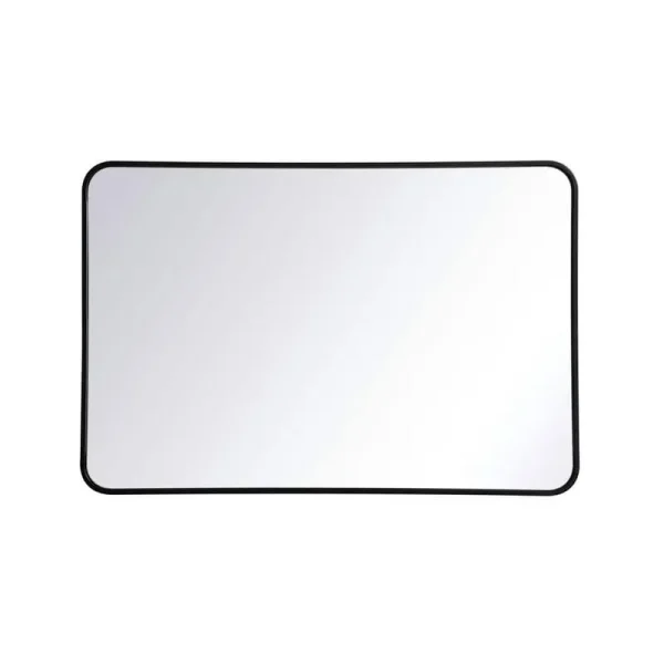 WM1602740BK Timeless Home 40 in. H x 27 in. W Black Modern Soft Corner Rectangular Wall Mirror
