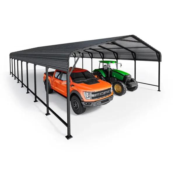 EASYHAWK 20x30 FT Heavy Duty Galvanized Steel Carport - Outdoor Metal Carport Vehicle Shelter for Cars, Trucks, Suvs, Boats & Tractors