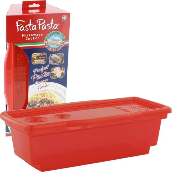 Microwave Pasta Cooker The Original Fasta Pasta Red No Mess, Sticking or Waiting for Boil