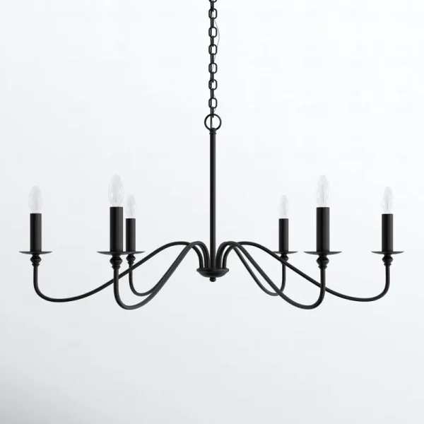 Ableton 6 - Light Candle Style Classic / Traditional Chandelier Birch Lane Finish: Matte Black, Size: 19" H x 36" W x 36" D