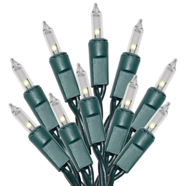 Holiday Essence 100 Count Clear Christmas Light Set Green Wire - Professional Grade for Indoor / Outdoor Use - Static + Flashing