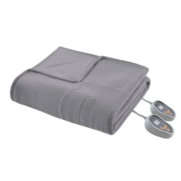 Beautyrest - Electric Micro Fleece Heated Blanket - Full - Grey