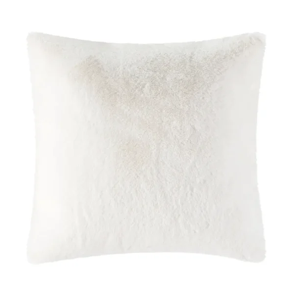 Mainstays Super Soft Rabbit Faux Fur Square Decorative Pillow - White - 18 x 18 in