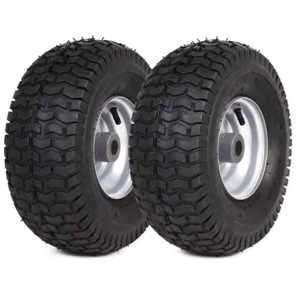 AR-PRO (2 Pack) 15 x 6.00-6 Tire and Wheel Set - for Lawn Tractors with 3�� Centered Hub and 3/4" Sintered Iron Bushings