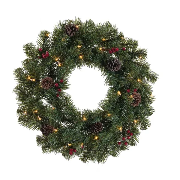 Celebrations 24 in. Dia. Incandescent Prelit Decorated Christmas Wreath