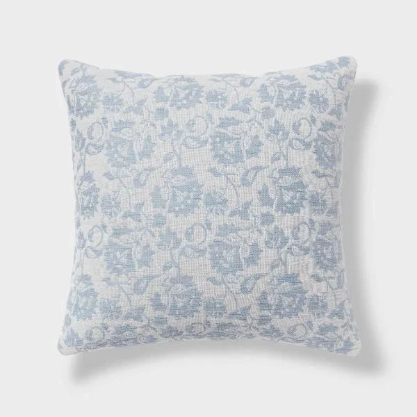 Trad Printed Floral Dec Pillow Euro Sky Blue - Threshold