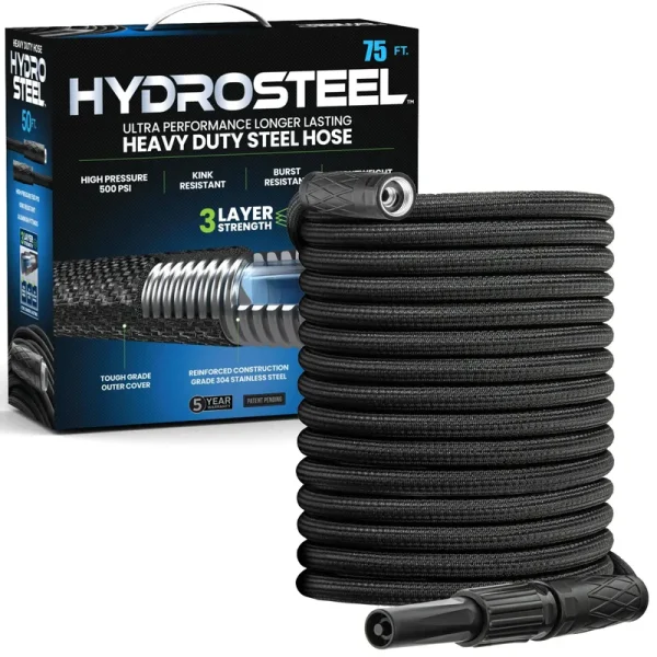 Bell + Howell 75' Hydrosteel Heavy Duty Steel Hose