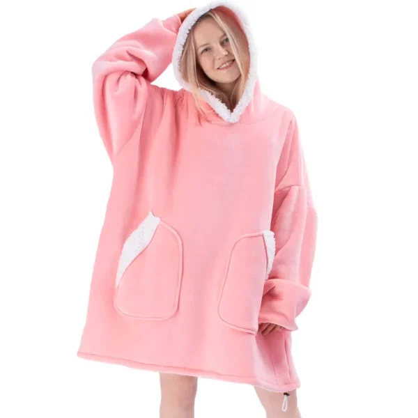 Comore Blanket Hoodie-Cozy Wearable Blanket Sweatshirt Warm Gifts Soft Sherpa with Giant Patch Pockets for Women Kids Men