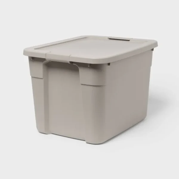 20gal Latching Storage Tote Light Gray - Brightroom