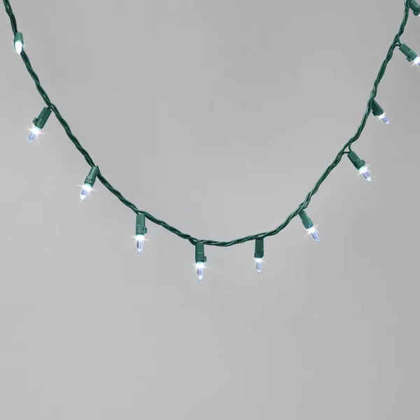 100ct LED Smooth Mini Christmas String Lights Cool White with Green Wire - Wondershop