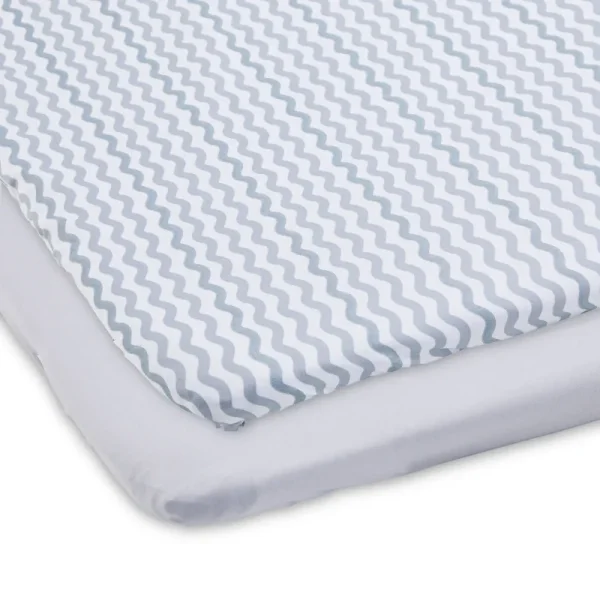 Parent's Choice 100% Microfiber Polyester Playard Sheets for Baby Boys and Girls, Gray Chevron, 2-Pack, Size: 25.5 inch x 38 inch x 4 inch