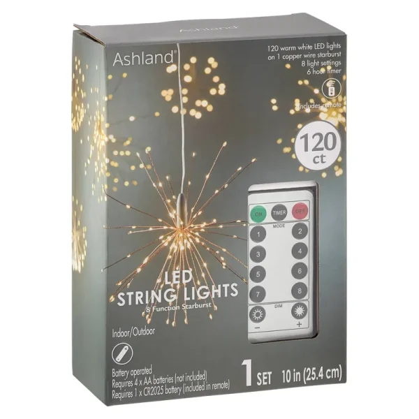 Ashland Warm White LED Copper String Lights Starburst - 120 ct