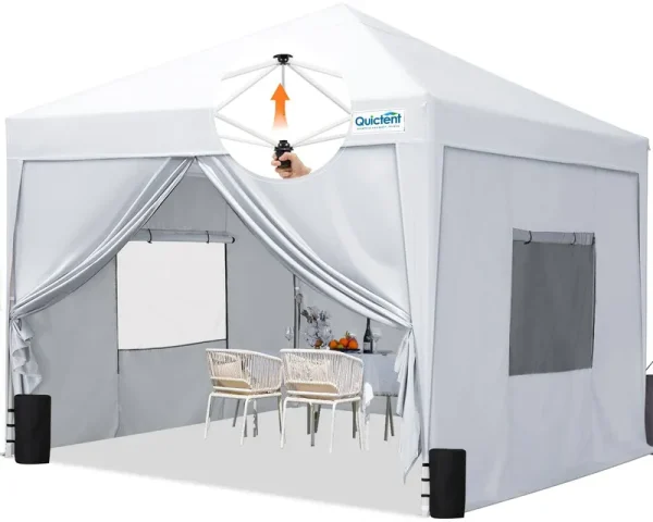 Quictent Privacy 10x10 EZ Pop Up Canopy Party Tent Folding Gazebo with Sidewalls Waterproof (White)