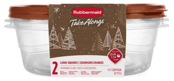 Rubbermaid - TakeAlongs Toffee Nut 11.7 Cup Large Square Containers, 2-Pack