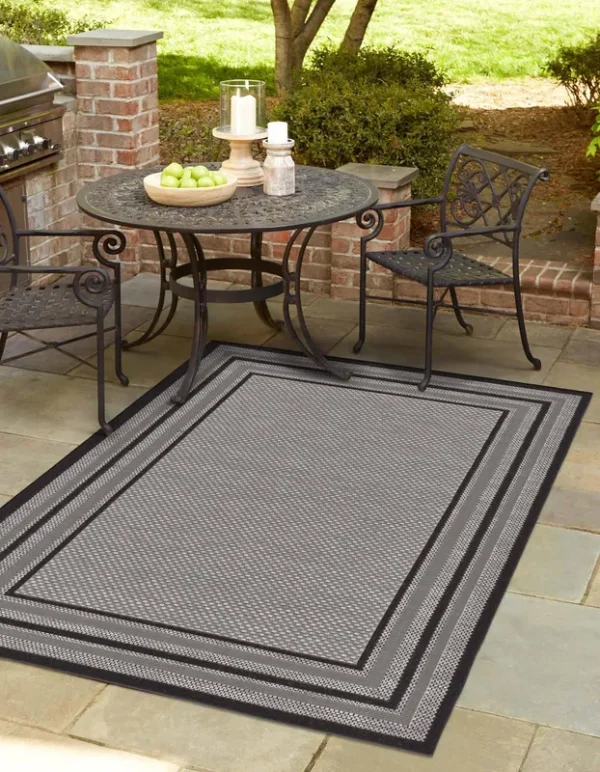 Unique Loom Multi Border Outdoor Area Rug - 8' x 11' 4 (Gray)