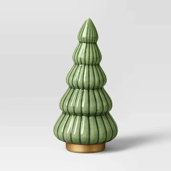 Medium Scalloped Ceramic Christmas Tree Green - Threshold