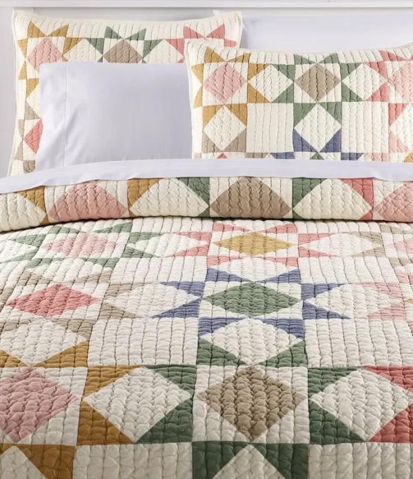 L.L.Bean North Star Patchwork Pattern Reversible Quilt - Full/Queen