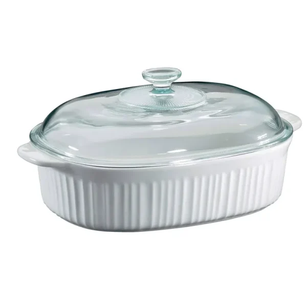 Corningware 6002278 French White 4 Quart Oval Casserole w/Glass Cover