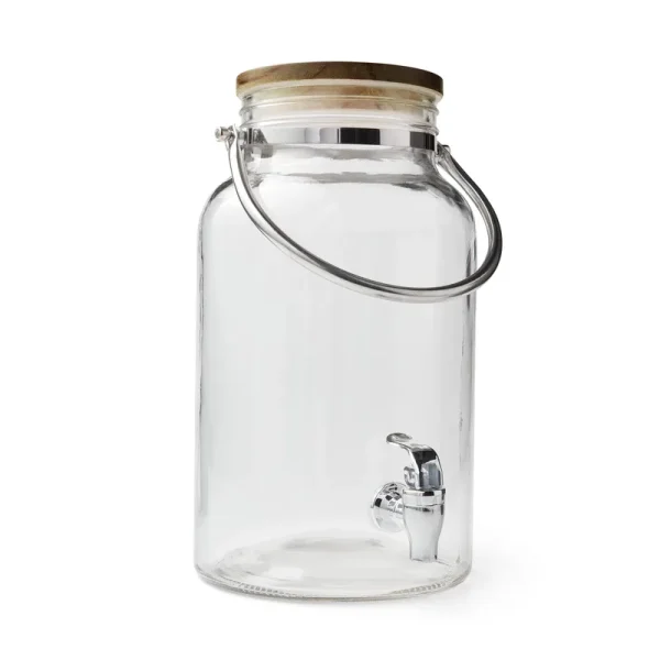 Better Homes & Gardens BH2000027548001 Clear 1.5 Gallon Glass Beverage Dispenser with Wood Lid
