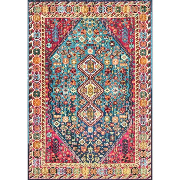 Shetucket Oriental Blue/Pink/Orange Area Rug Bungalow Rose Rug Size: Rectangle 4' x 6'