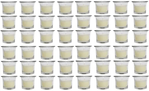 Hosley Oyster Cup Clear Glass Filled Candles 48 Pack Ivory Hand Poured Unscented Wax Candles for Home Restaurants Shabbat Church Weddings Romantic