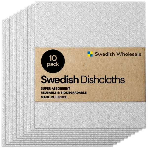 Swedish Wholesale Swedish Dish Cloths - 10 Pack Reusable, Absorbent Hand Towels for Kitchen, Counters & Washing Dishes - Cellulose Sponge Cloth - Eco