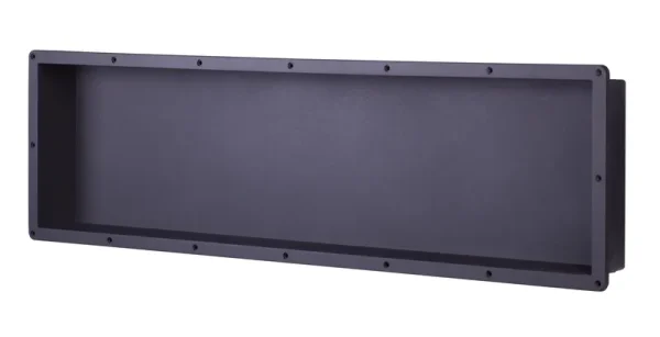 eModernDecor Flush Mount Installation 14 in. x 50 in. x 4 in. ABS Single Bathroom Recessed Shower Niche for Shampoo Toiletry Storage Black STR-1450