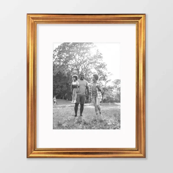 16" x 20" Matted to 11" x 14" Wood Antique Wall Frame Brass - Threshold