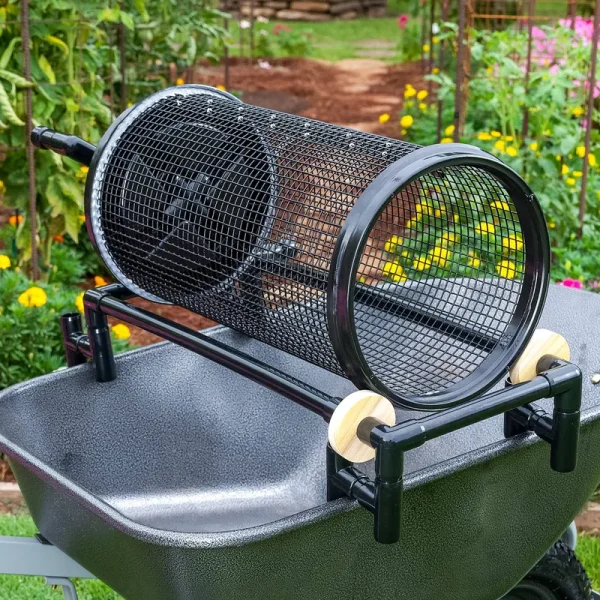 Heavy Duty Rolling Garden Sifter - Fits tubs/wheelbarrows from 21" to 33" Wide