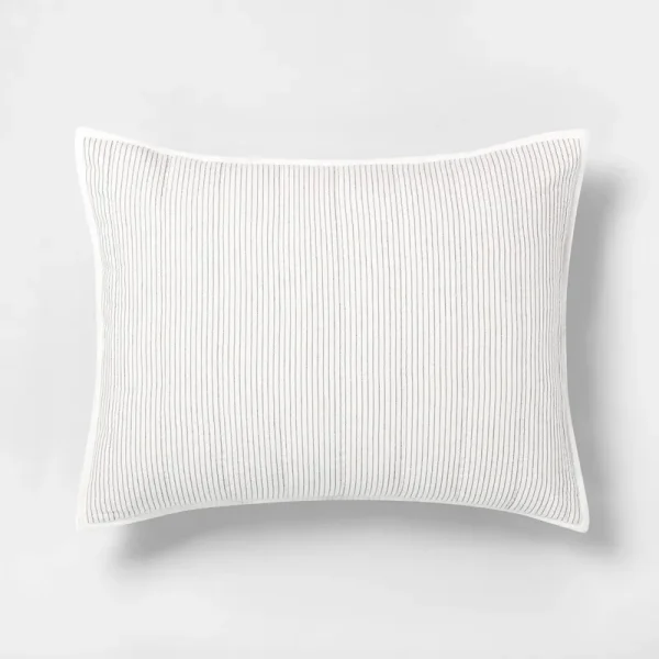 King Microstripe Pillow Sham Cream/Gray - Hearth & Hand with Magnolia