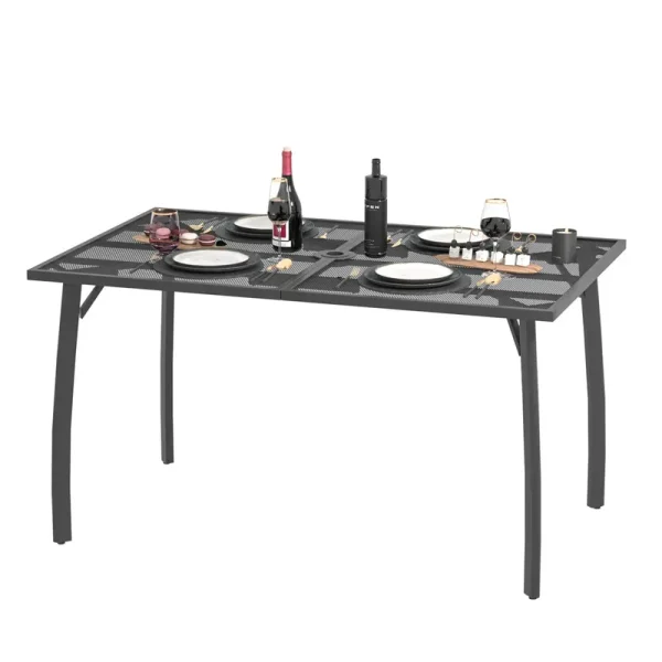 AECOJOY 51”x31” Metal Patio Dining Table Rectangular Outdoor Table with 1.73" Umbrella Hole