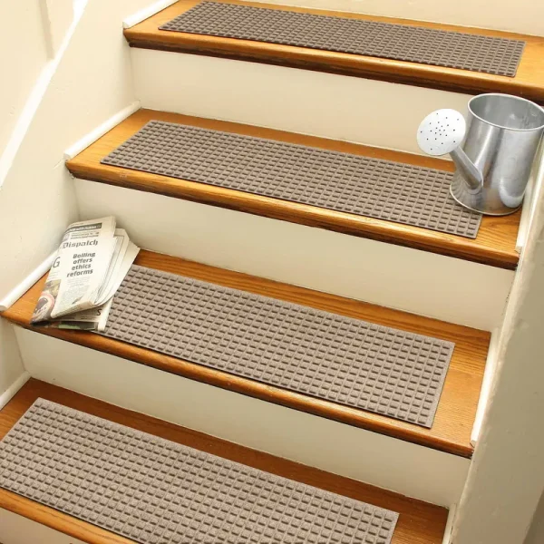 Bungalow Flooring Waterhog Squares Stair Tread, 4 Count, Camel