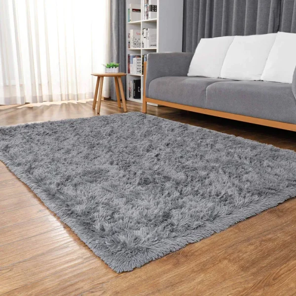 Ophanie Grey Rugs for Bedroom Dorm, Fluffy Fuzzy Soft Carpet, Plush Shaggy Bedside Area Rug, Indoor Floor Living Room Carpet for Kids Girls Boys