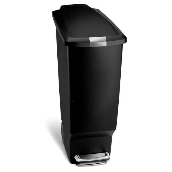Simplehuman Slim Plastic Step Trash Can, Black - 10.6 Gal