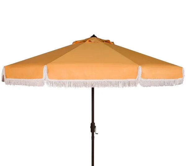 Safavieh UV Resistant Milan 9-Foot Crank Umbrella in Yellow/White