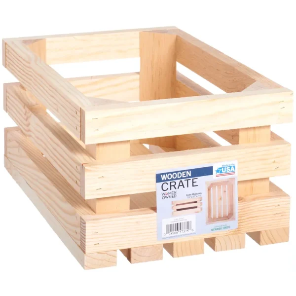 Leisure Arts Wood Slatted Crate - Brown - 7.15 x 10 x 15 in
